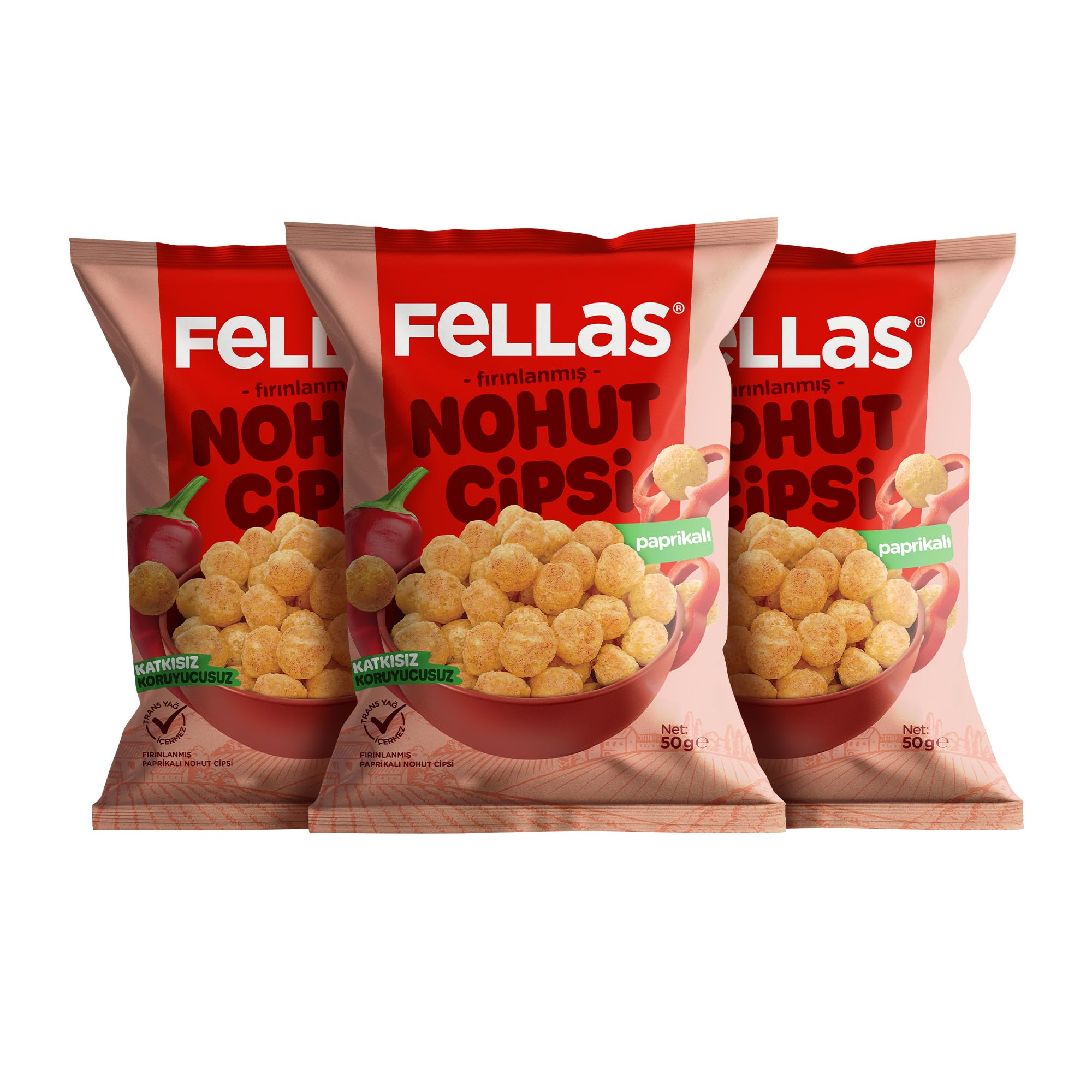 Fellas Nohut Cipsi - Paprika (50 g) (3 paketi)