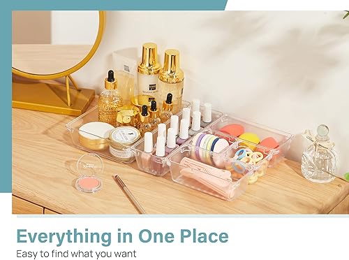 Miniatura 10 de Kootek - 9 Bandejas organizadoras de cajones de escritorio, en 4 tamaños, contenedores de plástico para guardar maquillaje, para los cajones del