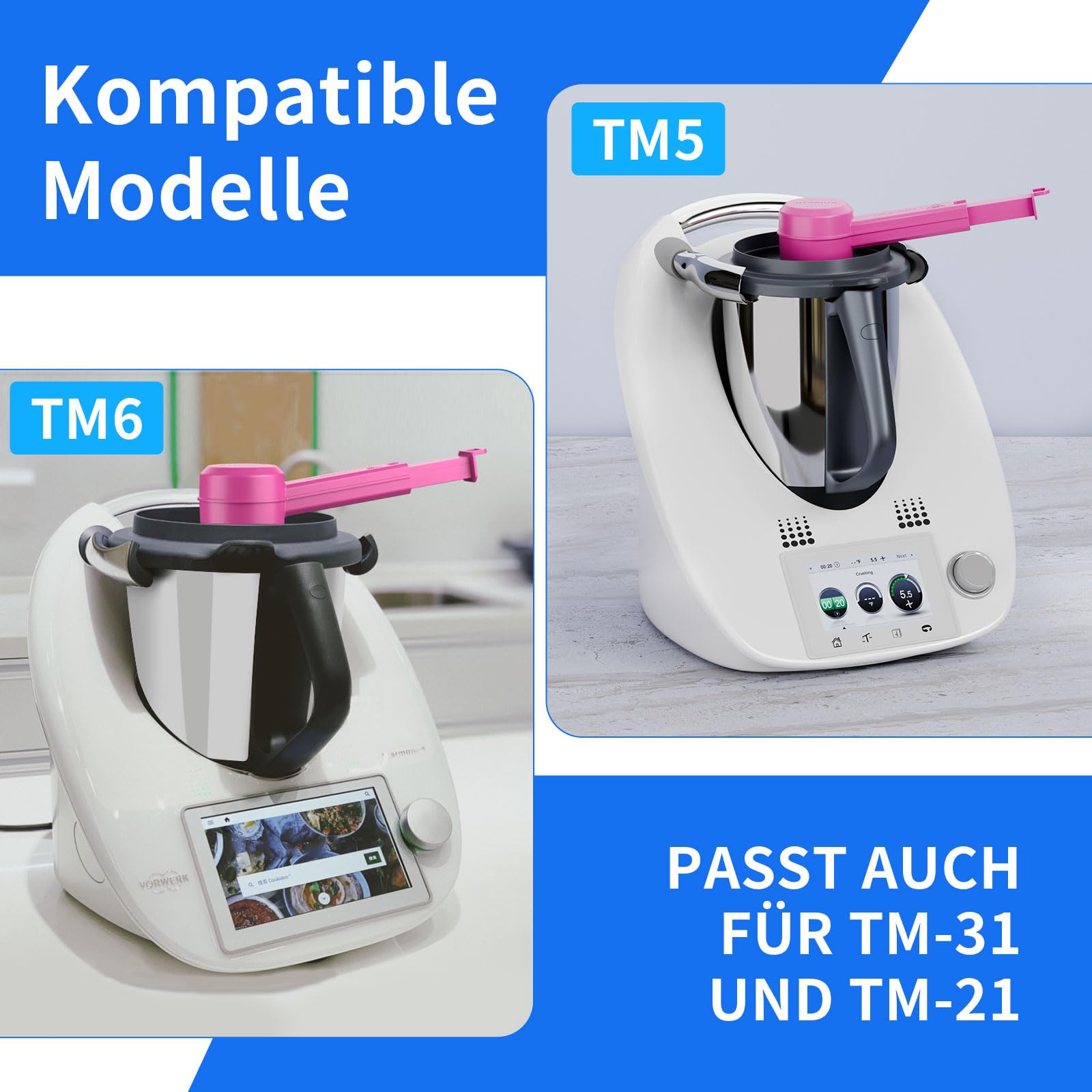 OTOmitra Stoomafleider voor Thermomix accessoires TM5 TM6 TM31, stoomafleiding voor bescherming keuken hangkasten, extra lang, BPA-vrije stoomafvoer met borstel, stoomafleiding voor Vorwerk TM-5 TM-6