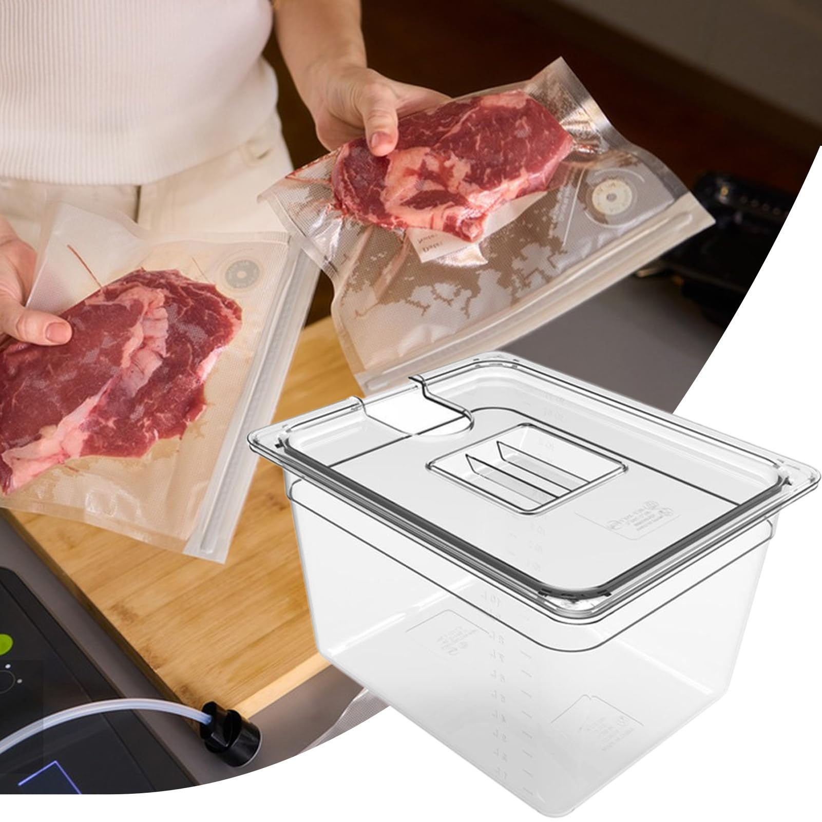 Conteneur Sous-Vide Récipient De Cuisson Sous Vide Avec Couvercle | Équipement Culinaire Pour Immersion De Viande Dans Appartements Maisons Camping-Cars Restaurants