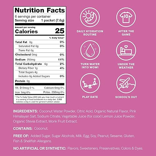 Miniatura 2 de Cure Hydration - Mezcla de bebidas con electrolitos para niños Rehidratación formulada por pediatras a base de plantas Sin azúcar añadido,