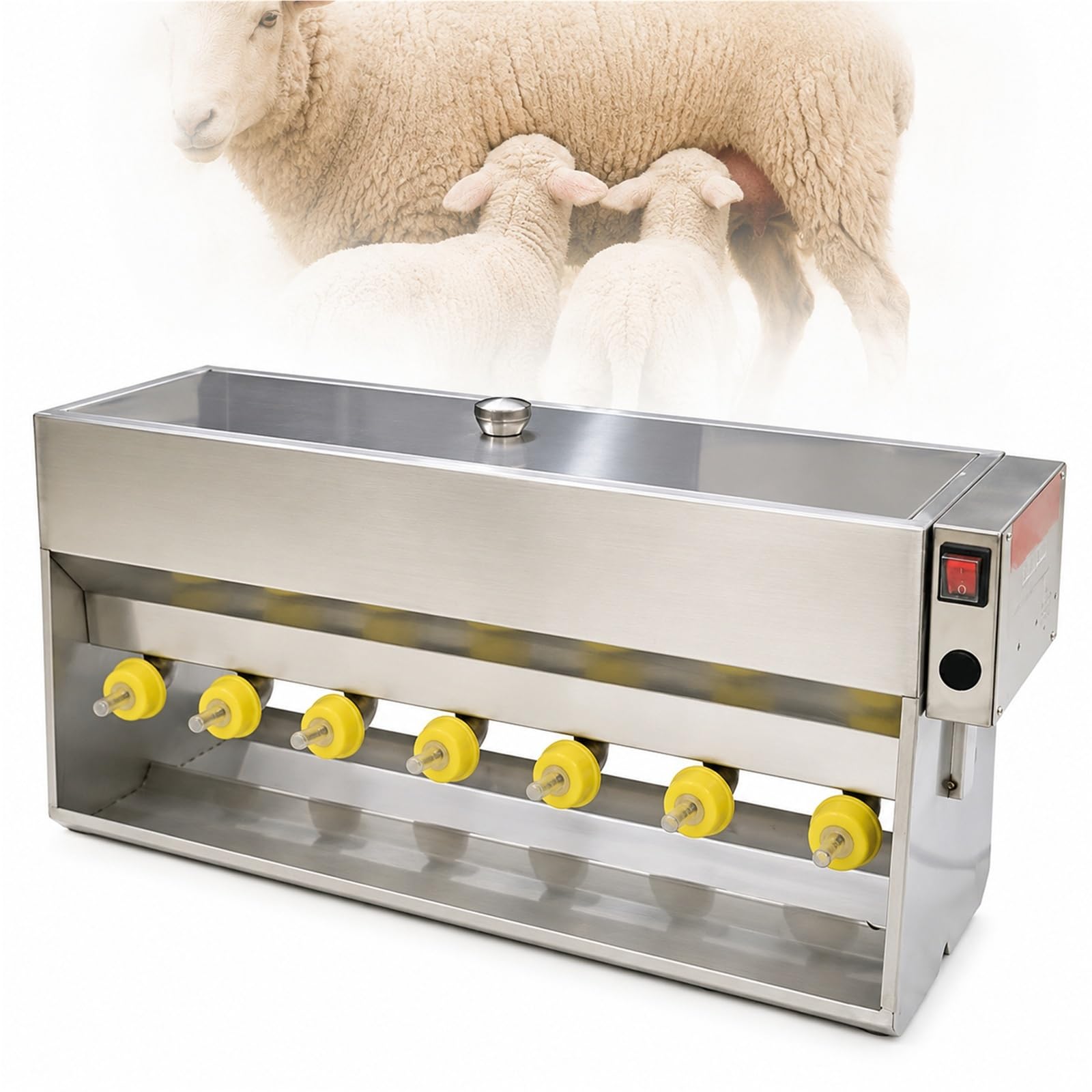 Alimentador de leche for cerdos 15/20L, estación de tetina de silicona | Acero inoxidable espesado, de doble cara for corderos y ganado pequeño.(14heads)