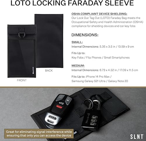 Miniatura 2 de SLNT - Funda Faraday con bloqueo de etiqueta para teléfono celular con Silent Pocket - Nylon resistente a la intemperie, dispositivo de bloqueo de