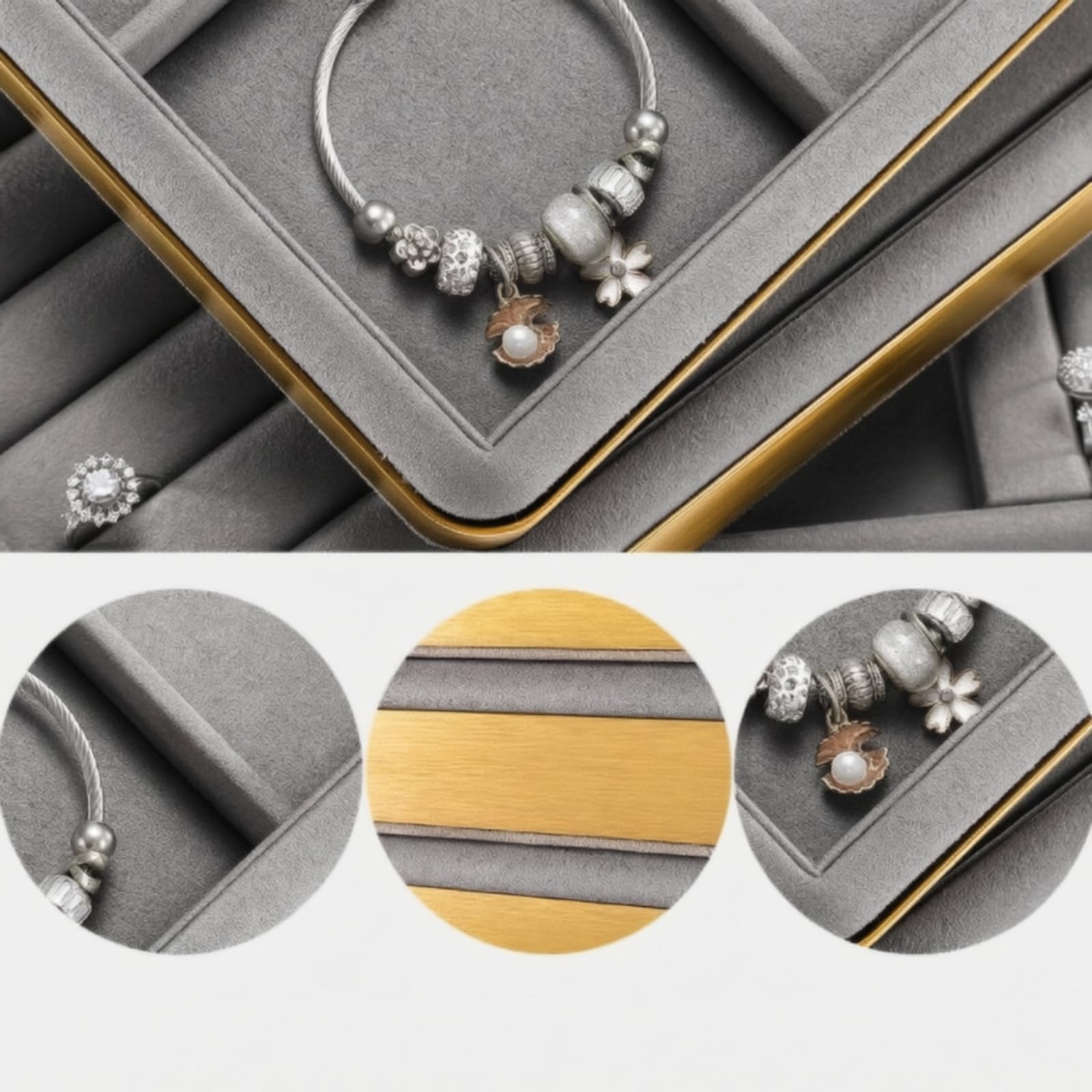 Plateau à Bijoux avec Cadre Doré Élégant, style to 1