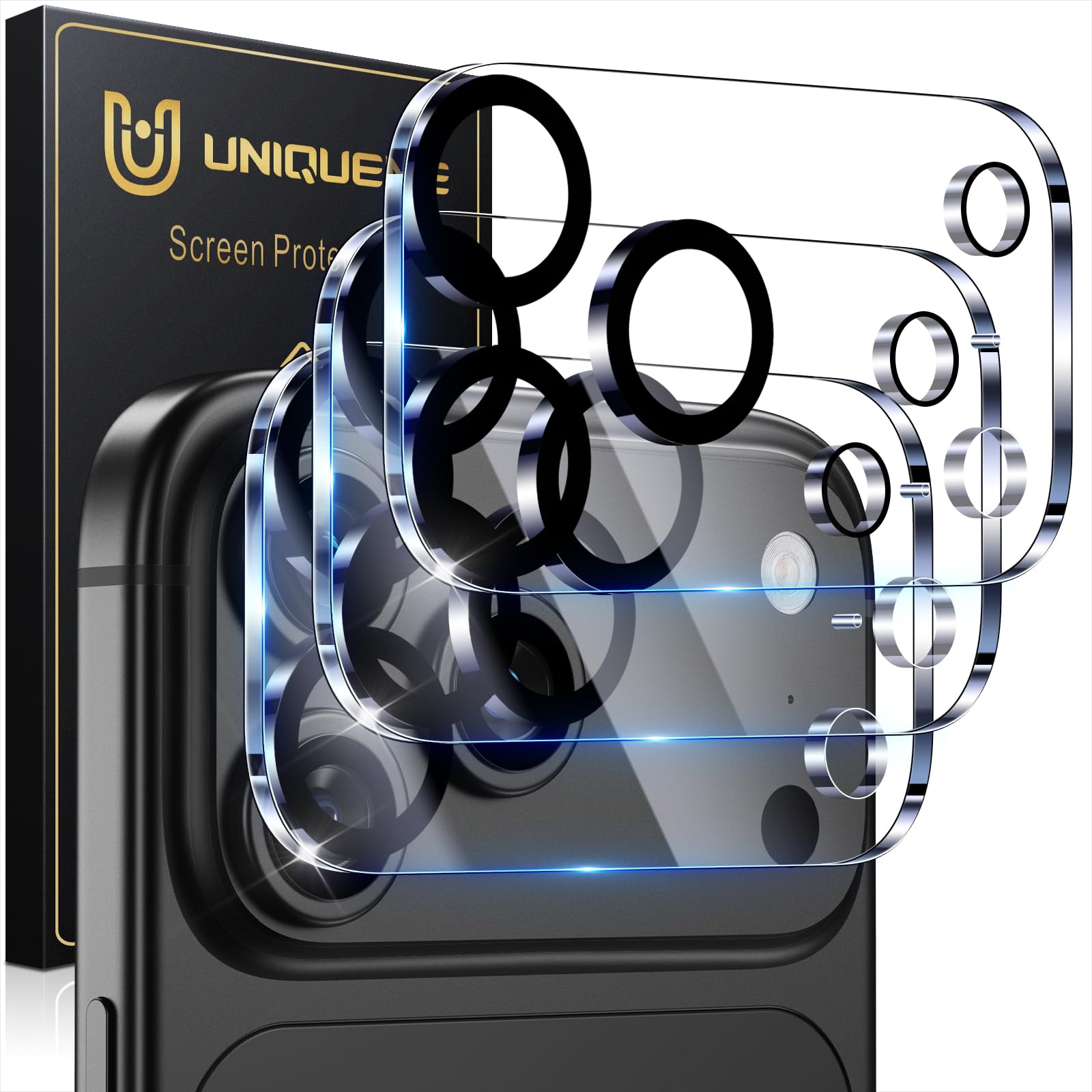 UniqueMe für iPhone 18 Pro Kameraschutz - 3 Stück, HD Transparent | Vollständige Abdeckung Kameraschutz für iPhone 18 Pro Kamera Schutz, 9H Härte Ultra-Klar, Bruchsicher, Kratzfest, Stabil
