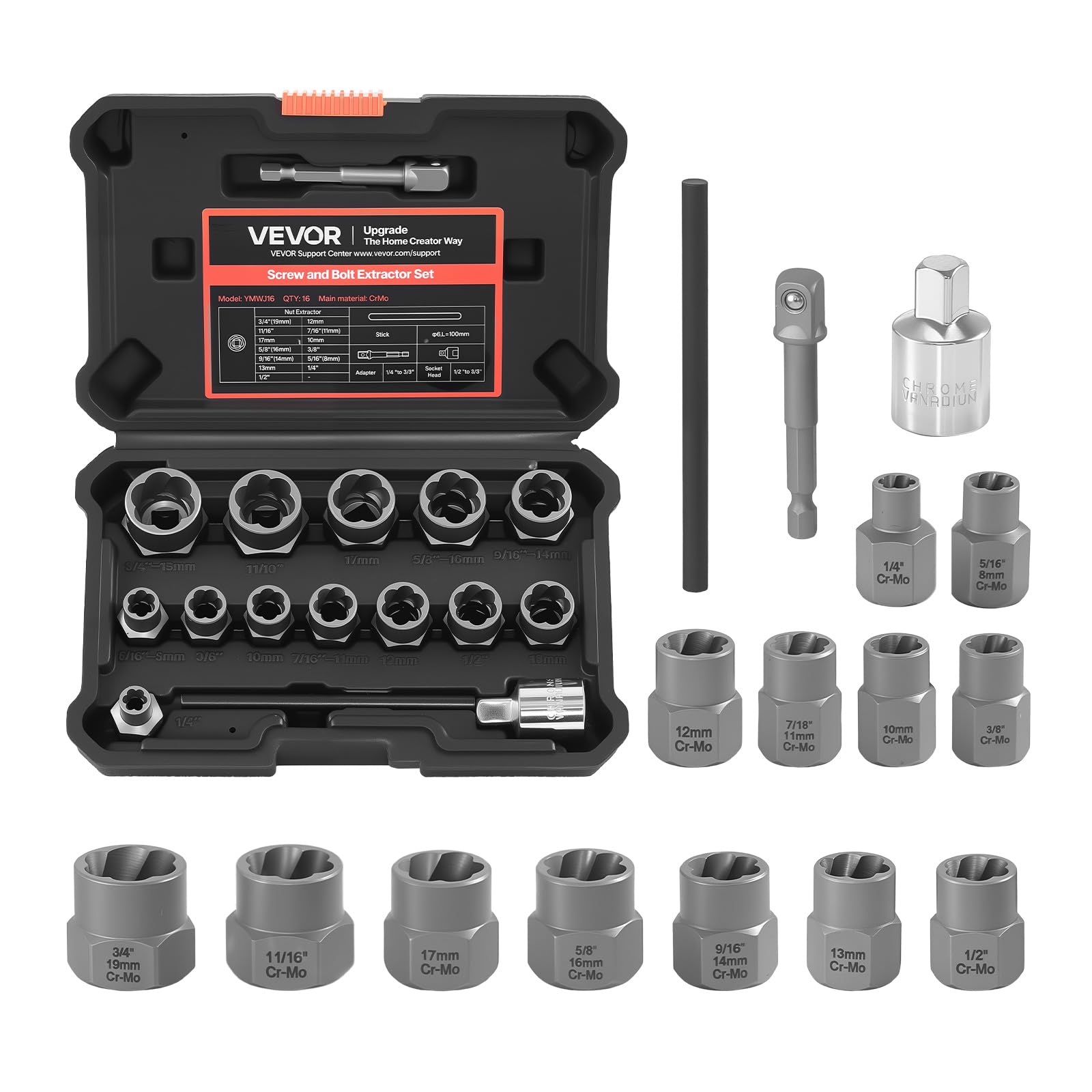 VEVOR 16-Piece Bolt Extractor Kit