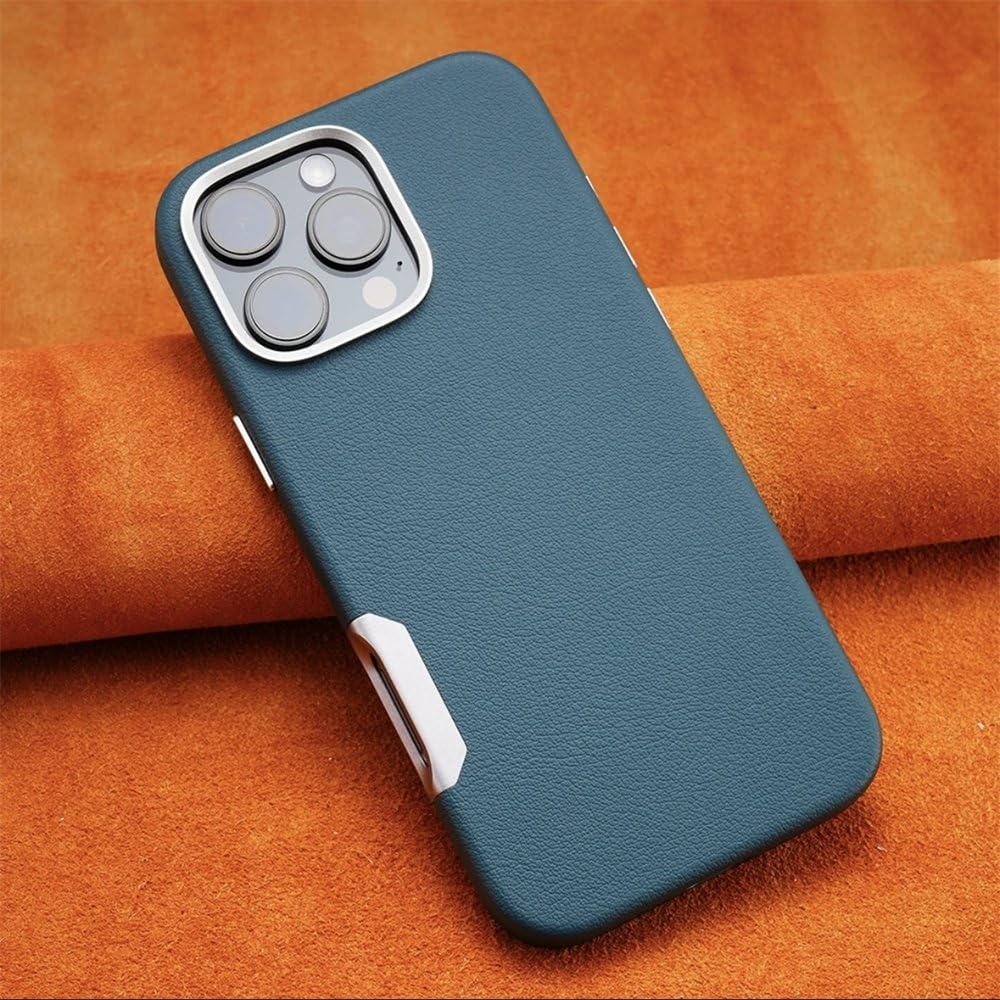 Coque antichoc iPhone 16 Plus étui magnétique cuir bleu - 6