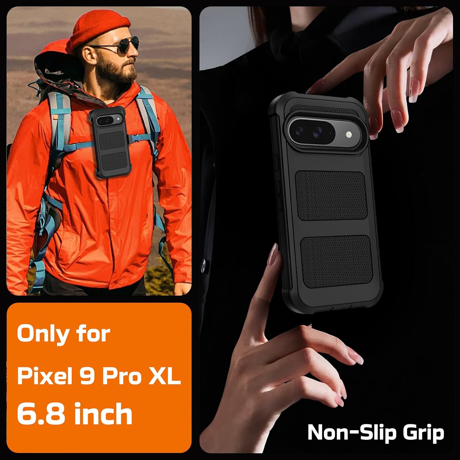 for Google Pixel 9 Pro XL Case with Belt Clip Holster & Kickstand | Military Grade Drop Tested Shockproof | Heavy Duty Rugged Cover | 2X Screen Protectors | Defender Bumper Protective Case (Black)