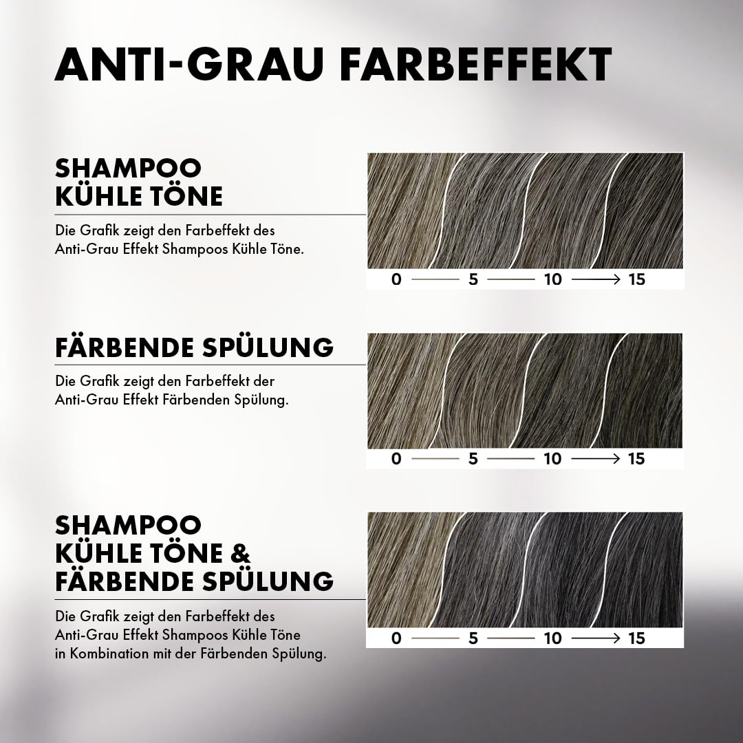 Plantur 39 Anti-Grau Effekt - Set aus Shampoo 200 ml und färbender Spülung 150 ml - Für kühle Töne und dunkles Haar - Kaschiert schrittweise graues Haar und färbt dunkler