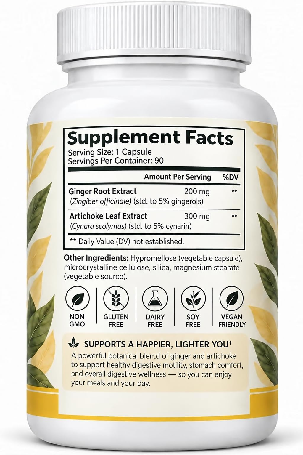 Ginger and Artichoke Supplement, Ginger Artichoke Supplement for Digestive Motility Support, 90 Vegetable Capsules — Amazon image 2
