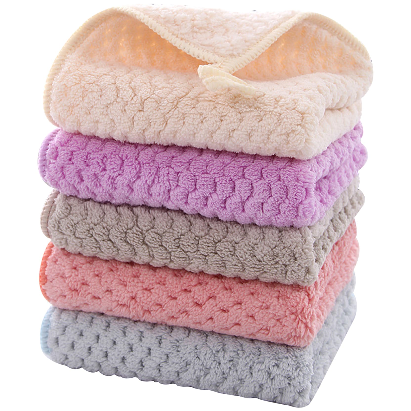 5 piezas Toallas de mano pequeñas para baño toallas de mano pequeñas suaves y súper absorbentes con bucles colgantes para cocina y baño, lavable a máquina ＆ Toallas de secado de manos de secado rápid