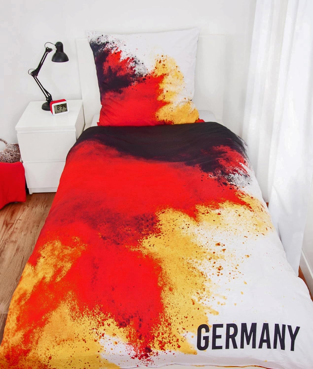 Herding Deutschland Fußball WM 2026 Fan Bettwäsche Germany, 80x80 + 135x200cm, 100% Baumwolle Renforcé mit RV