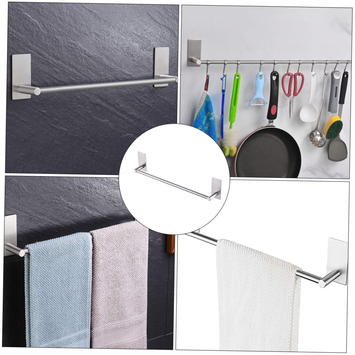 Porte-serviettes Mural Porte-serviettes De Salle De Bain Porte Serviettes 40cm Finition Noir Mat En Acier Inoxydable Sus304 92095870