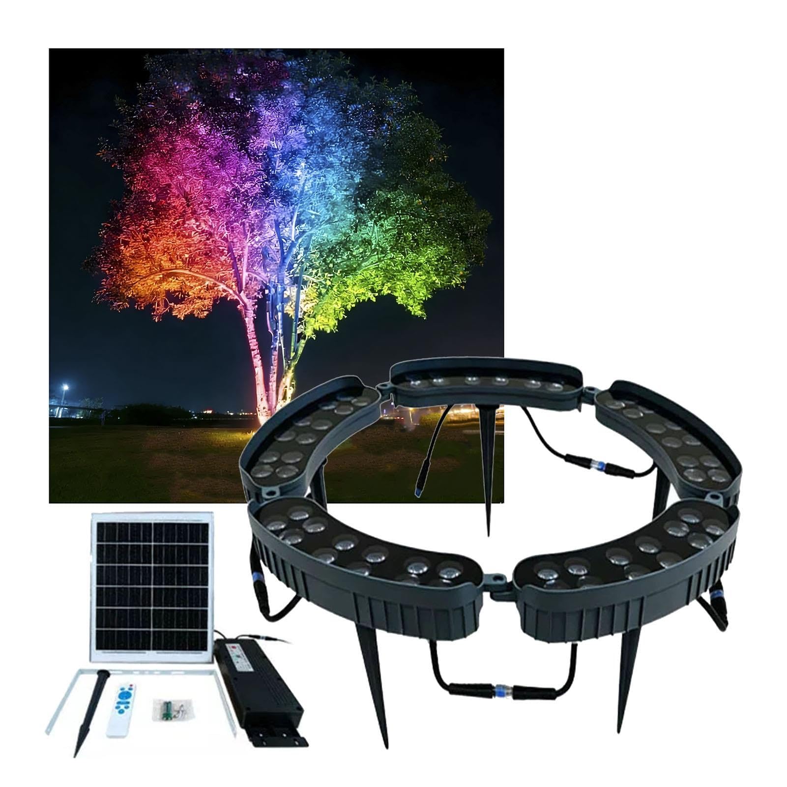 Luci Per Albero Ad Anello Solare RGB, Faretto A LED Per Giardino Sul Retro