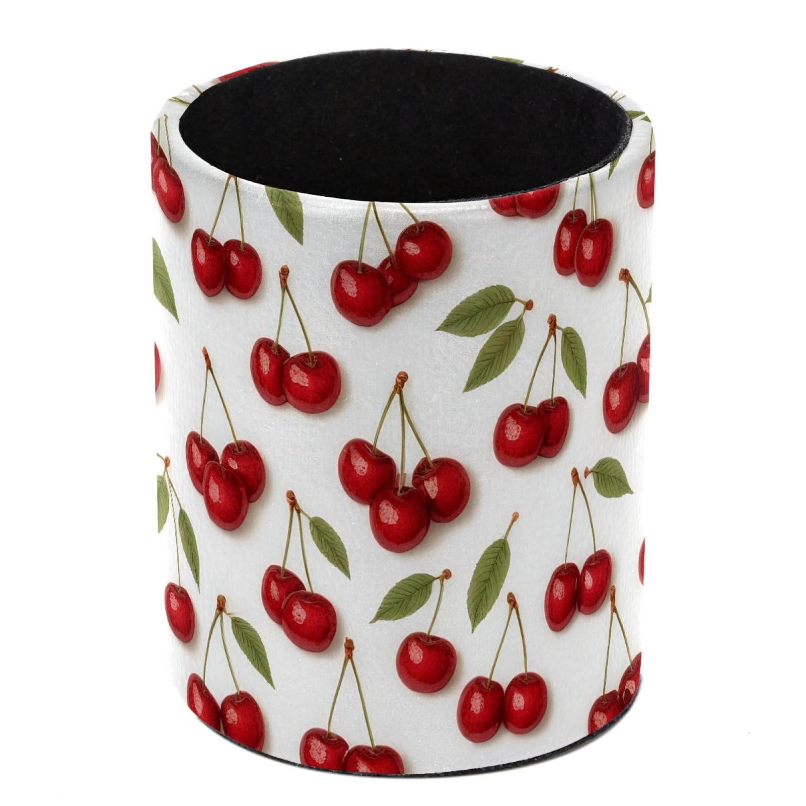 FWJZDSP Cherry Print Pencil Cup Pen Organizer Makeup Brush Holder for Office Home Countertop Desk Accessory Storage