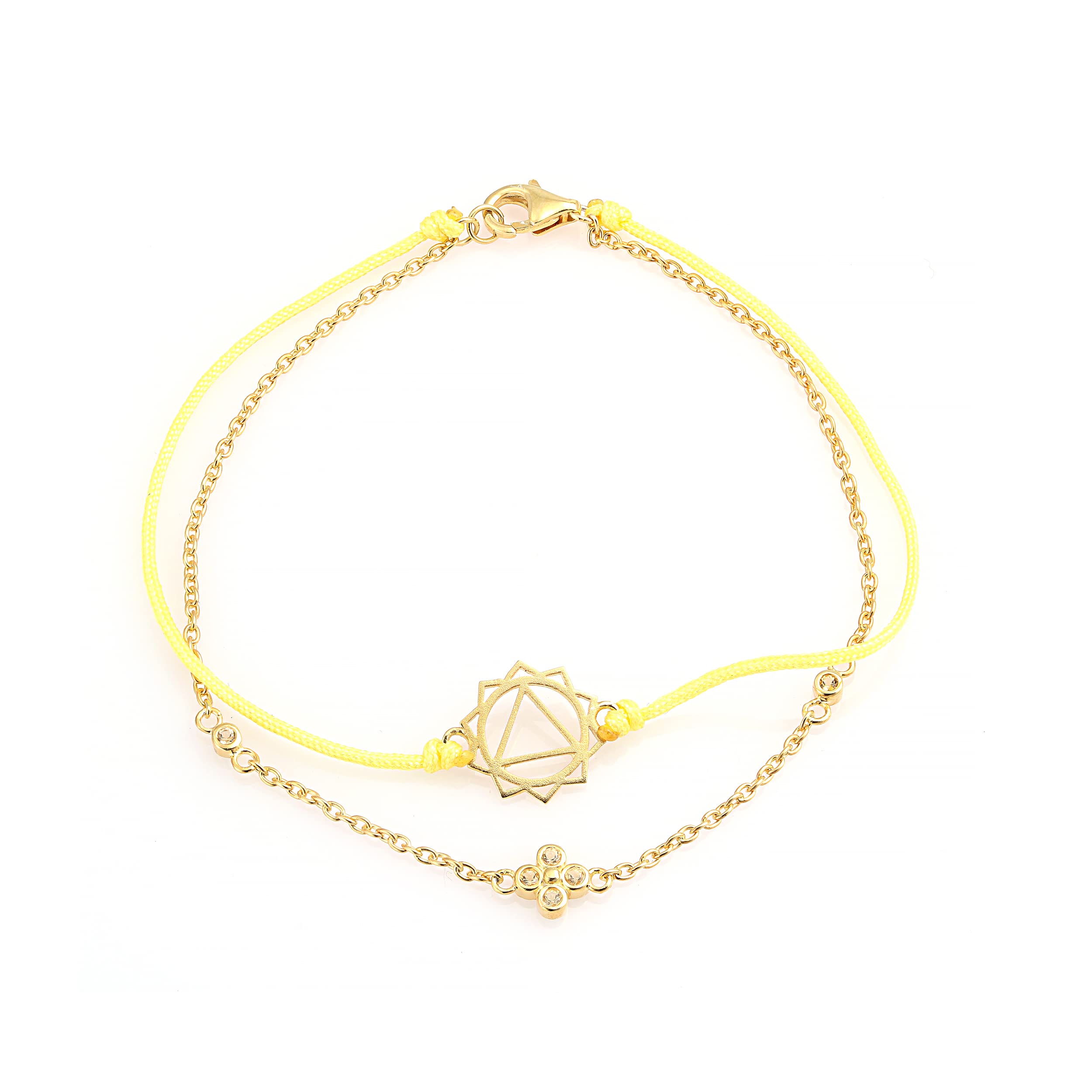 NKlaus 19cm Chakra pulsera de plata 925 chapado en oro amarillo Solarplex cadena con citrino genuino 10001