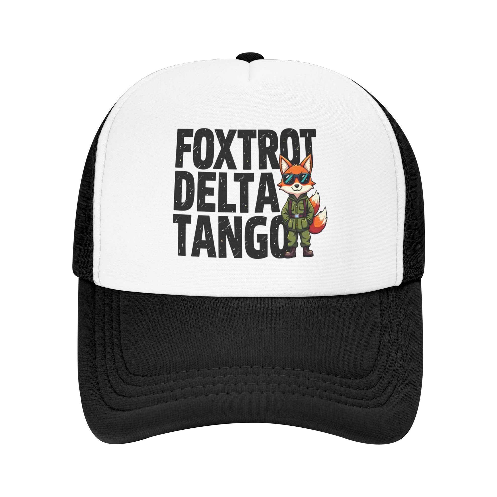 Foxtrot Delta Tango Trucker Hats FDT Baseball Cap for Kids Boys Girls Snapback Mesh Back Adjustable Caps - Black