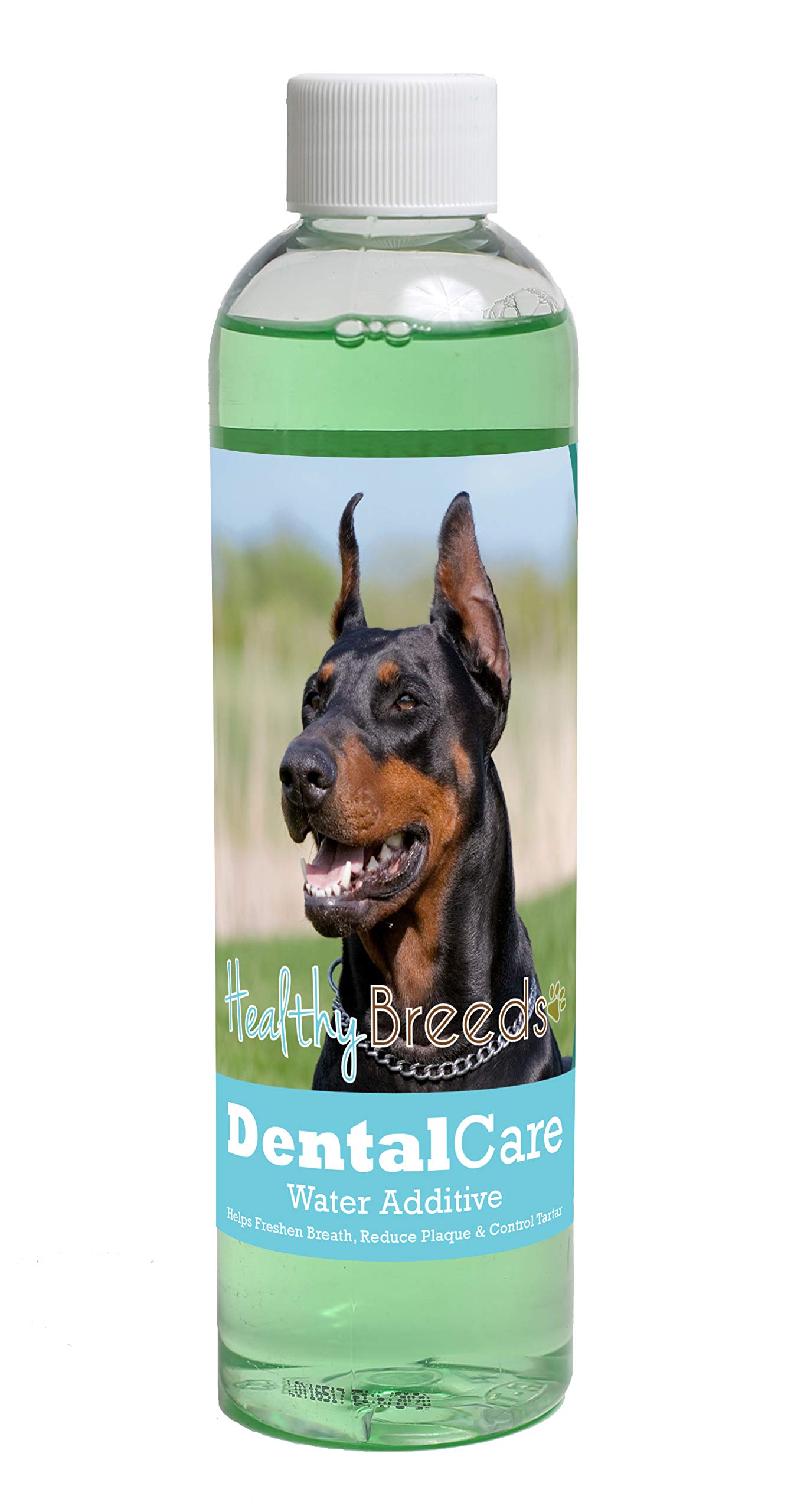 Healthy Breeds Dog Dental Care Water Additive for Doberman Pinscher, Black - OVER 200 BREEDS - Helps Freshen Breath Reduce Plaque &amp; Control Tartar - Mint Flavor - 8 oz