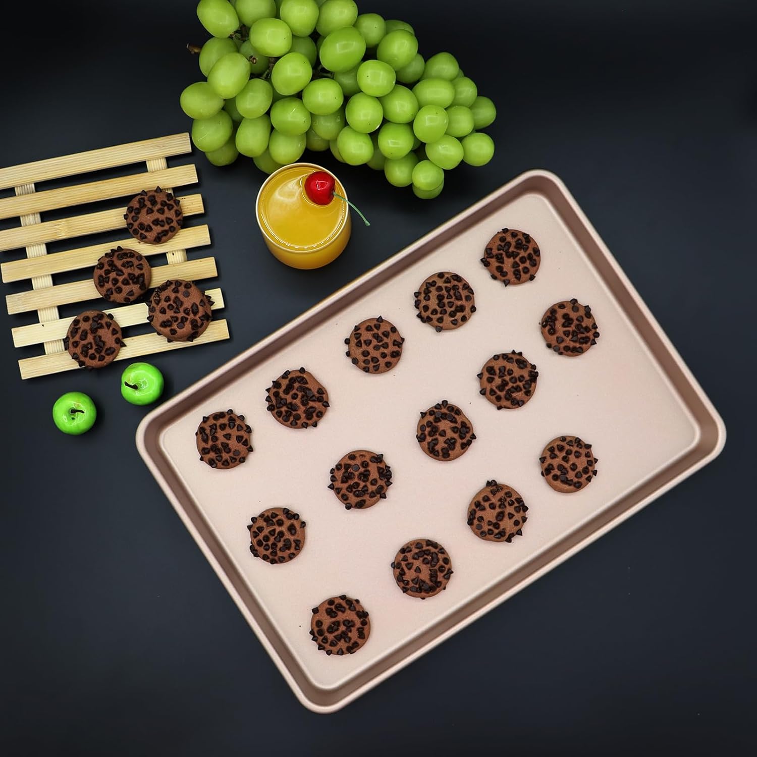 3-Pack Nonstick Carbon Steel Baking Sheet Set | Heavy Duty 0.8mm Cookie Sheets - Large 17.8"x12" & 2 Medium 15.7"x10.8" Commercial Gold Pans for Oven, Roasting & Toaster