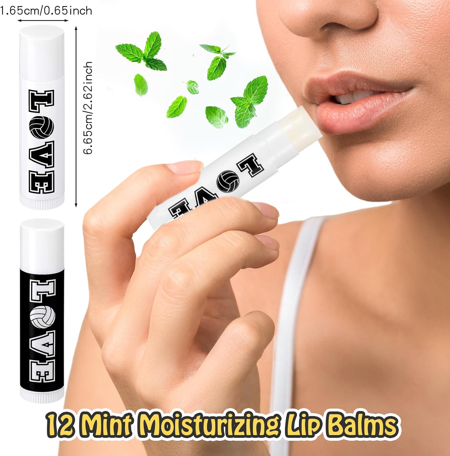 60 Pcs Volleyball Team Gifts 12 Cosmetic Makeup Bags 12 Hair Scrunchies 12 Charm Bracelet 12 Lip Balm 12 Lipstick Holder Keychain Volleyball Party Favors Supplies (Black) - Image 4