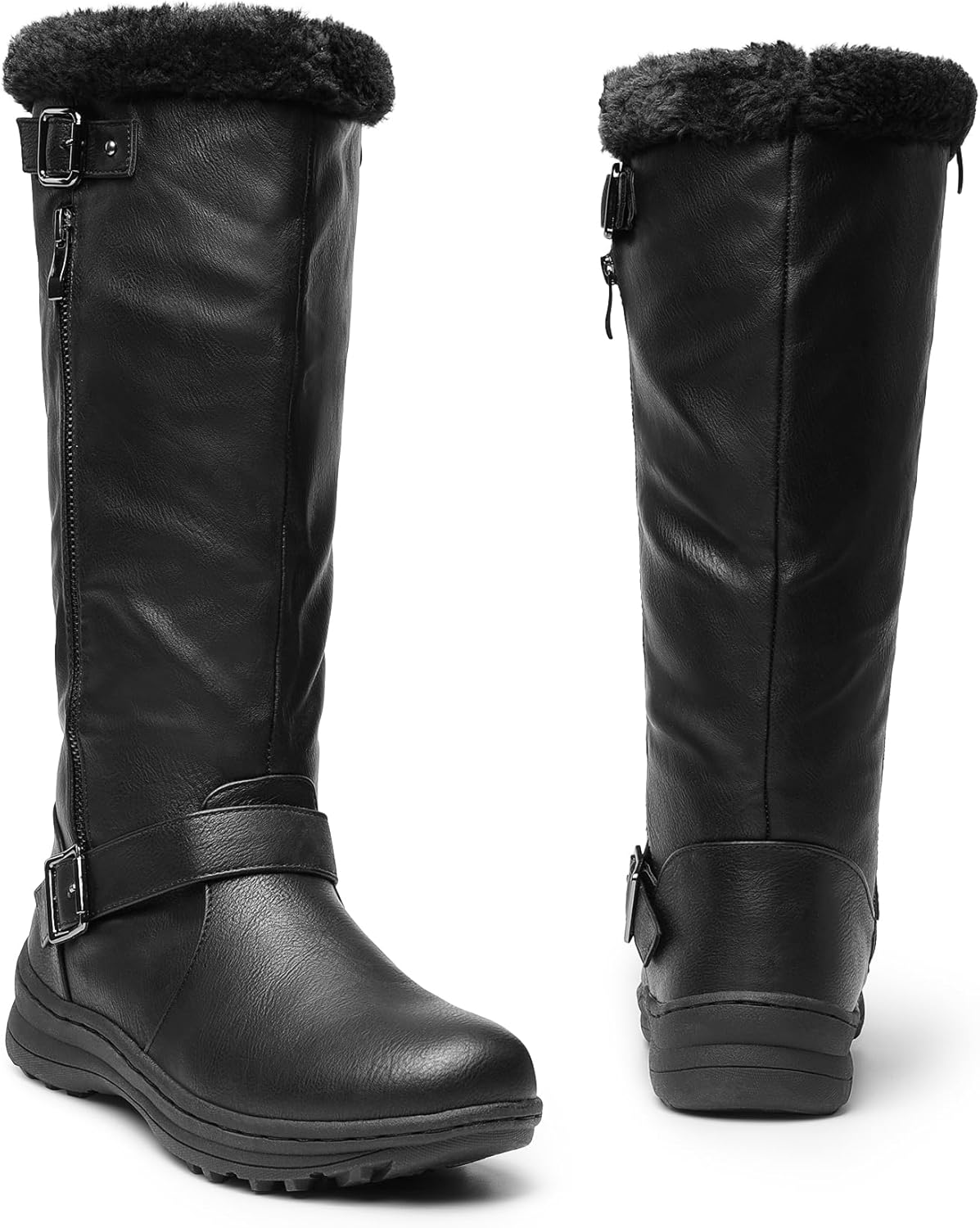 DREAM PAIRS Women's Knee High Boots Thick Faux Fur Lined Winter Snow Warm Boots with Zipper - Image 4