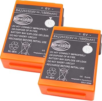Pack of 2 for HBC Radiomatic BA225030 6V 1500mAh Battery Ni-Mh Rechargeable Battery for HBC Crane Remote Control Pump Truck Battery