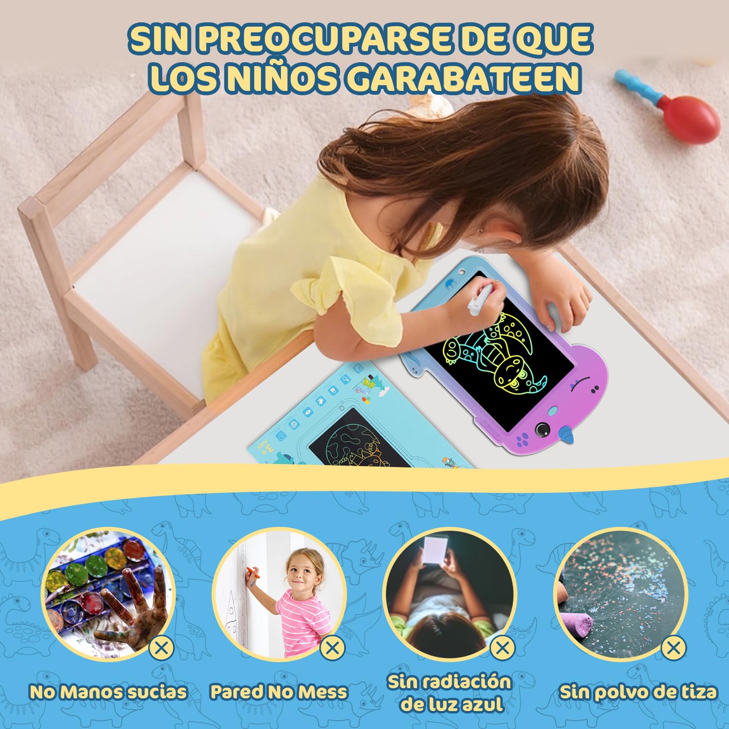 Tablet de Escritura LCD, Electight Tablet Escritura Pantalla Colorido, Juguetes Educativo con Borrable y Bloqueo Función, para Niñas y Niños de 3 4 5 6 7 Años, Morado Degradado - 5