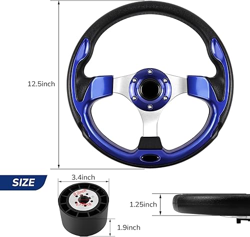 Vista 2 de Volante de barco de 12.5 pulgadas, adaptador de volante marino de eje de 3/4 pulgadas, fibra de carbono antideslizante para barcos, yates, botes Azul