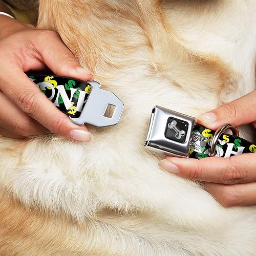 Miniatura 8 de Buckle-Down Collar de perro hebilla de cinturón de seguridad en efectivo dólar negro blanco amarillo verde, multicolor, 1.5 pulgadas de ancho - Se