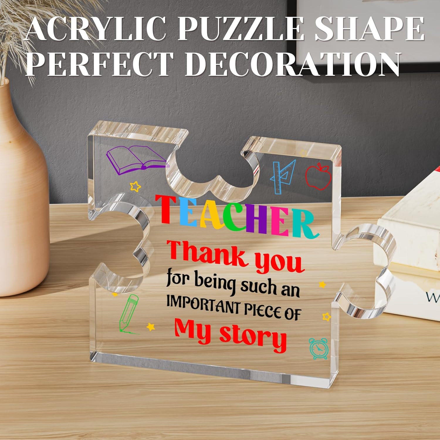 Teacher Christmas Appreciation Gifts - Teacher Gifts First Day of School for Men Women - Thank You Teacher Gifts Home Office Decor Plaque for Back to School Teacher End of Year - 2.8 * 3.3in - Image 3