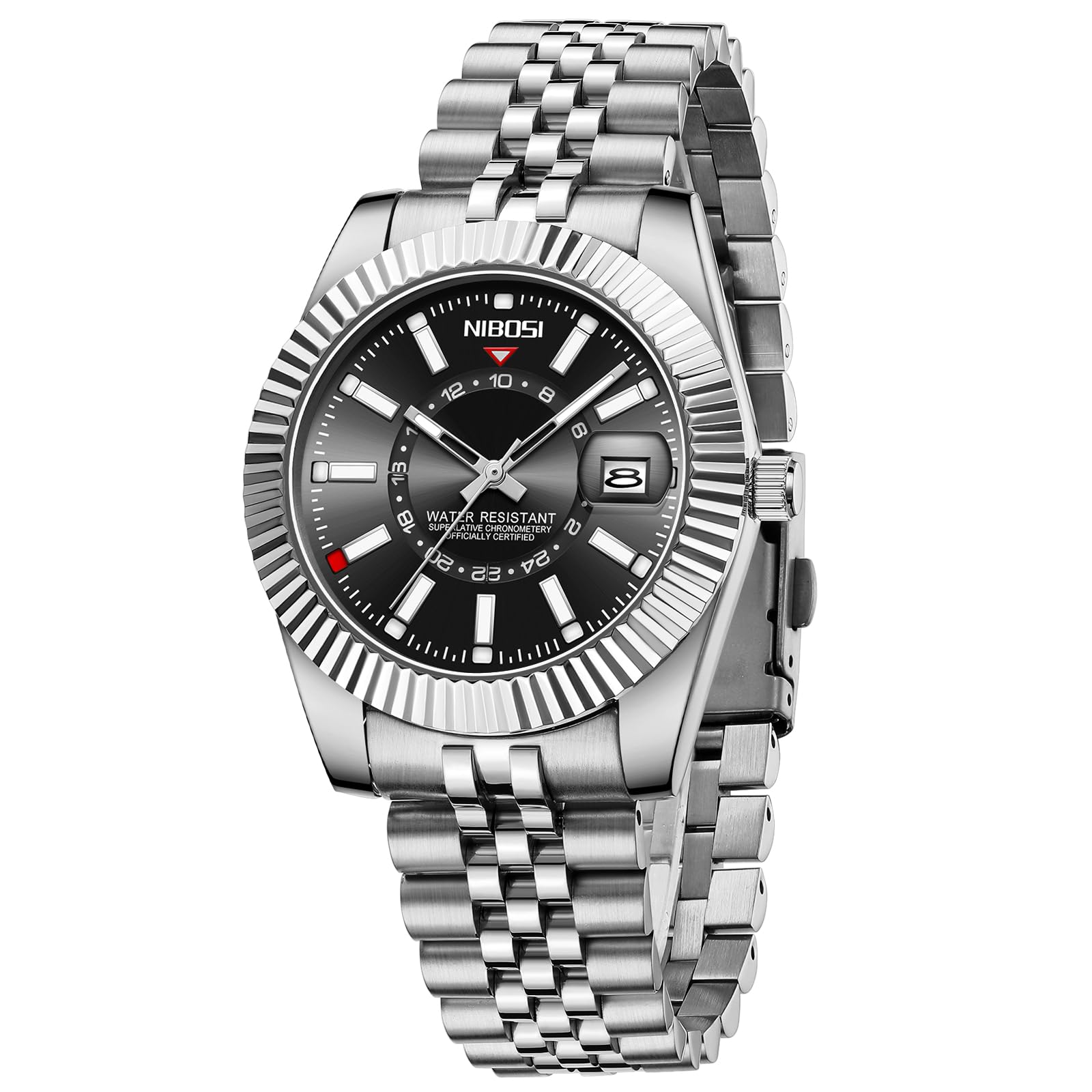 NIBOSI Orologio da polso da uomo, stile business dress, analogico al quarzo, lussuoso, impermeabile, datario, cinturino in acciaio inox, classico e alla moda