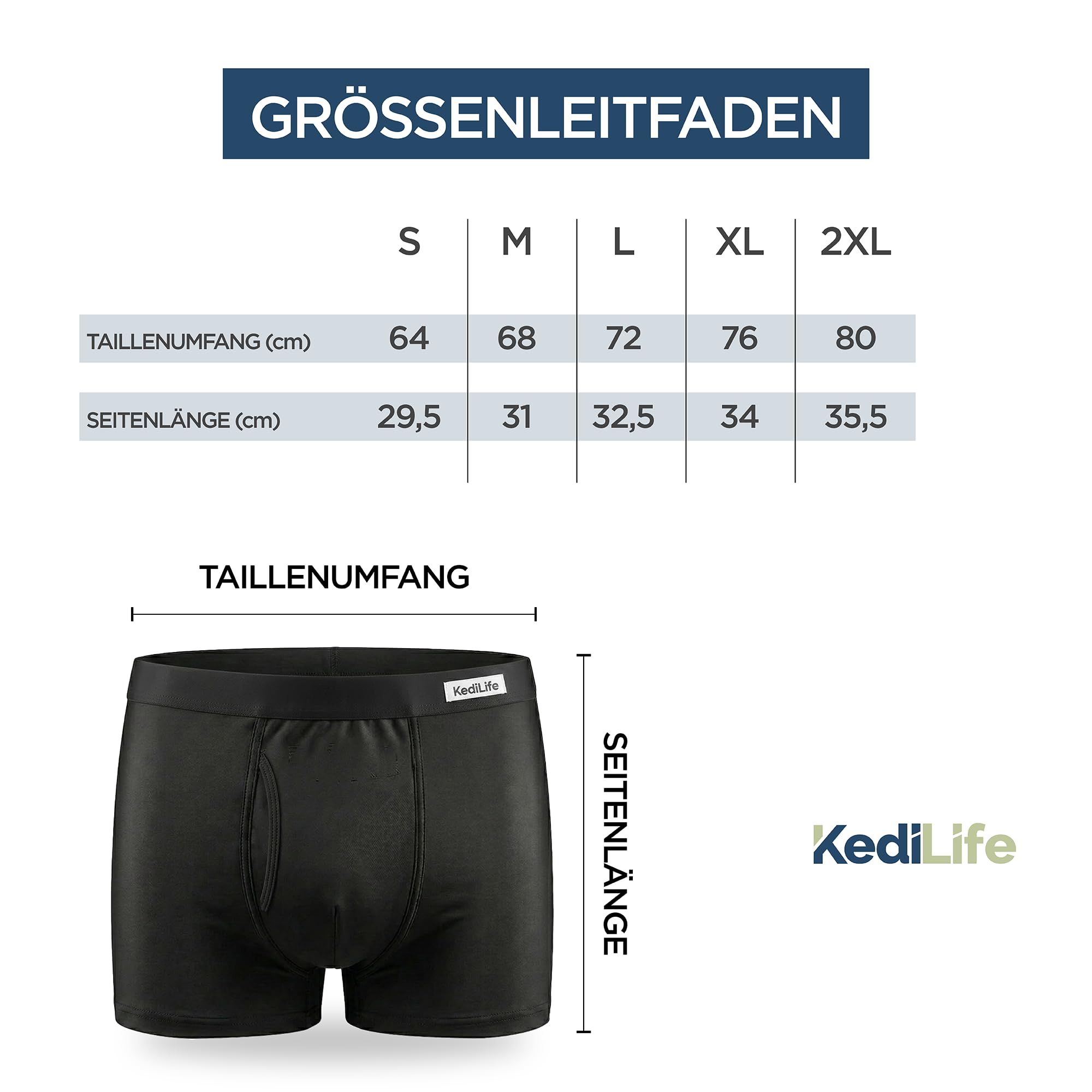 Inkontinenzunterhose für Herren – 3 saugfähige Boxershorts für kleine Urinärausfälle (250 – 300 ml) – Größe XL – waschbar, wiederverwendbar und diskret – saugfähige Unterhose für Herren