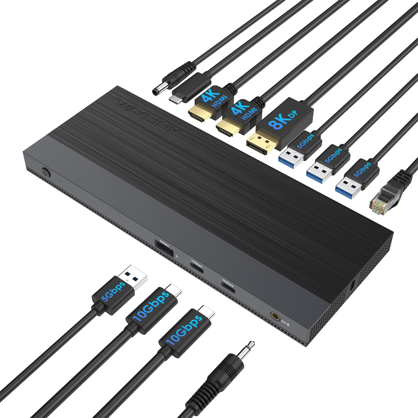 WAVLINK USB C Docking Station with 65W Charging,13-in-1 Triple Display USB-C Dock with 2x4K HDMI,Max 8K@30Hz with DisplayPort, PD, USB 3.0/3.2, Gigabit Ethernet, Audio Jack for Windows&Mac