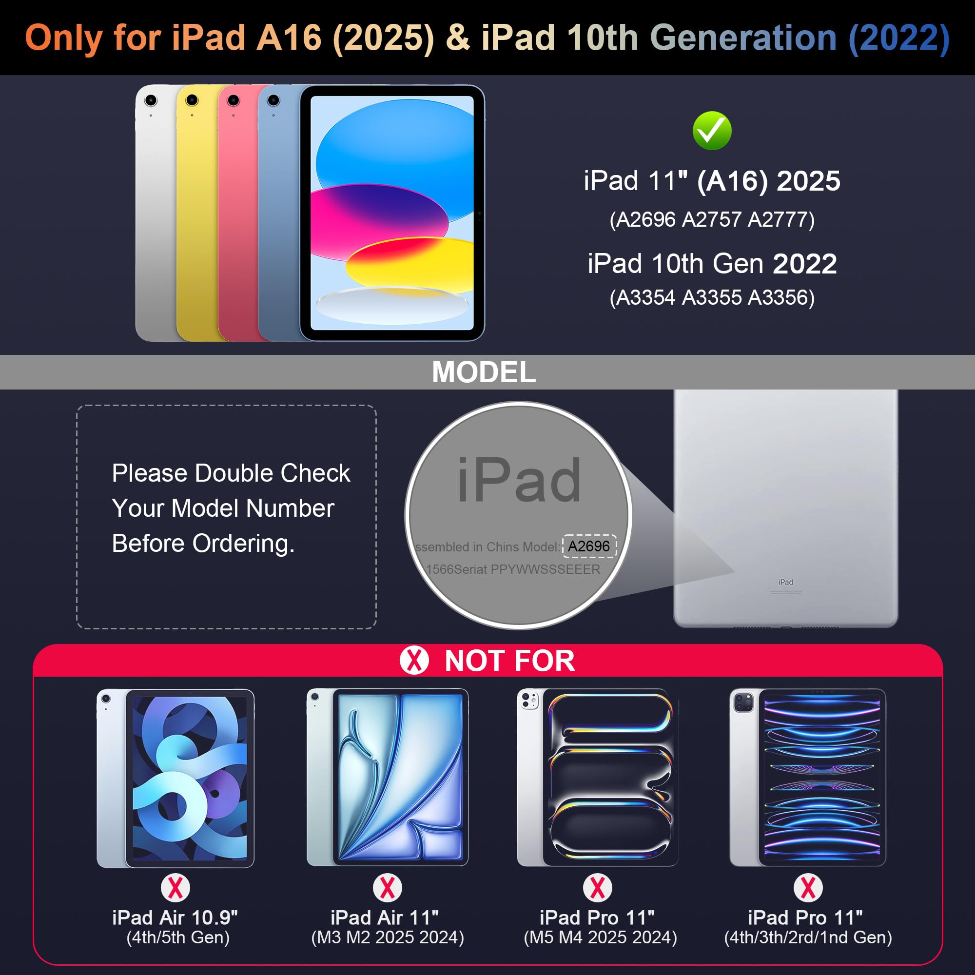 for iPad 11th (A16 2025) & 10th Generation 10.9 inch 2022 Case with Keyboard, Magic-Style Keyboard Case with Trackpad, 130° Floating Cantilever Stand, 7-Color Backlit Keys, Sleek Stain-Resistant Case