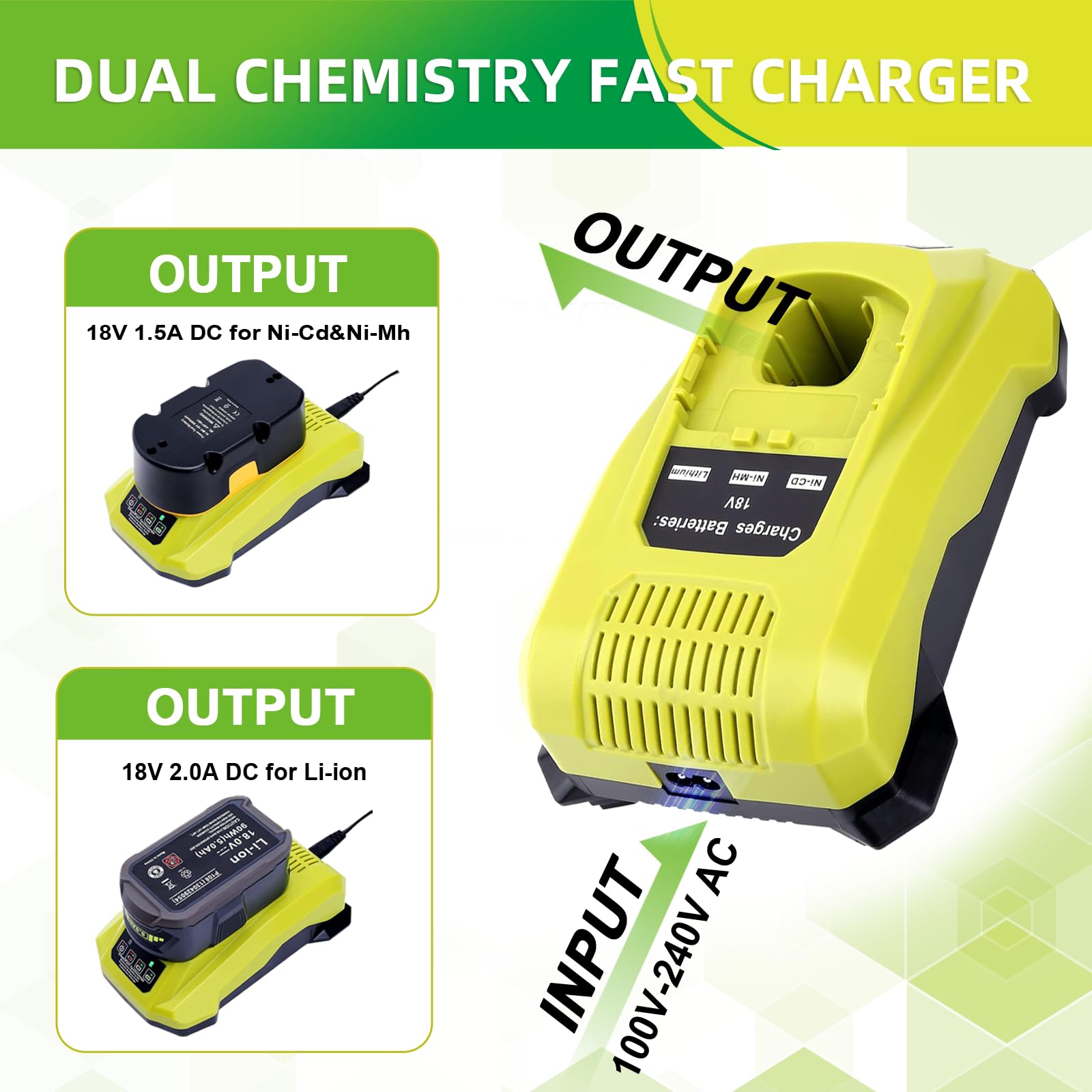 18 Volt Ryobi P108 Charger One Plus P117 Charger For Ryobi ONE+