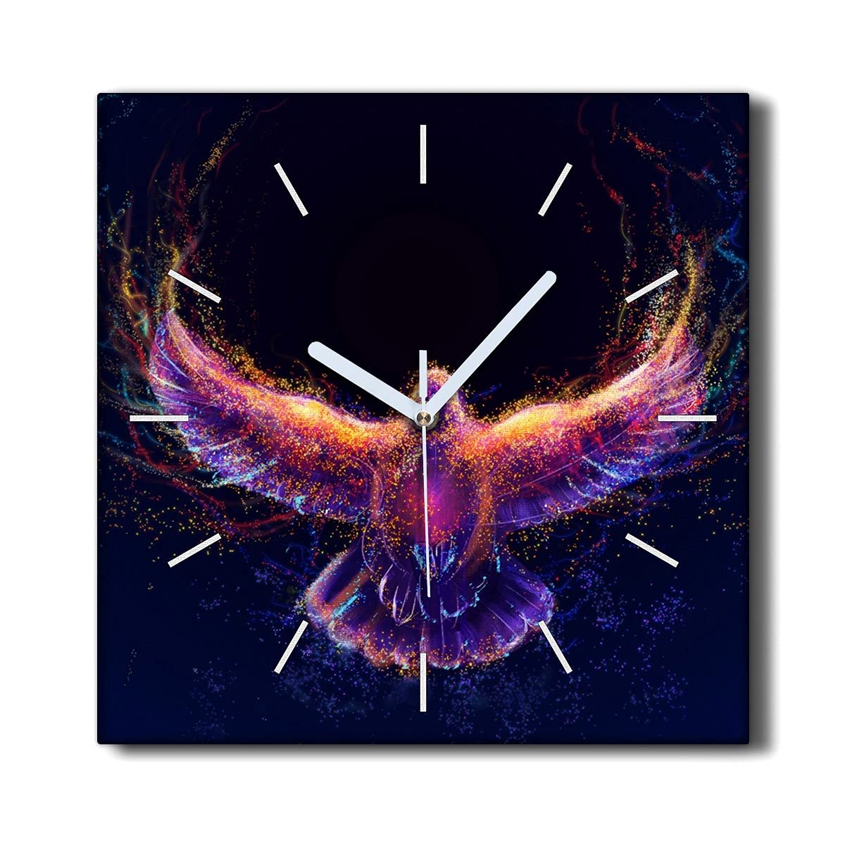 Horloge sur toile oiseau animal 30x30cm pour décoration murale de salon