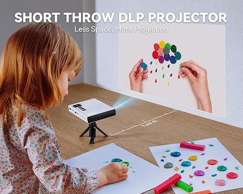 Miniatura 5 de Mini proyector 4K, GooDee 1080P soporte de bolsillo DLP proyector con WiFi y Bluetooth, proyector de película portátil Pico para exteriores con