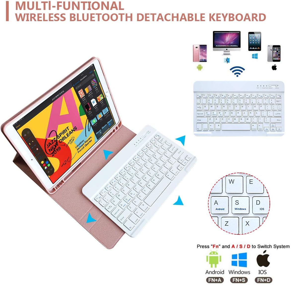 Up To 60% OFF iPad Keyboard Case for iPad 10.2 9th/8th/7th Generation 2021/2020/2019, Detachable Wireless Bluetooth with Pencil Holder Stand Folio for Cover iPad Pro 10.5 2019/2017 Air 3rd Gen Case