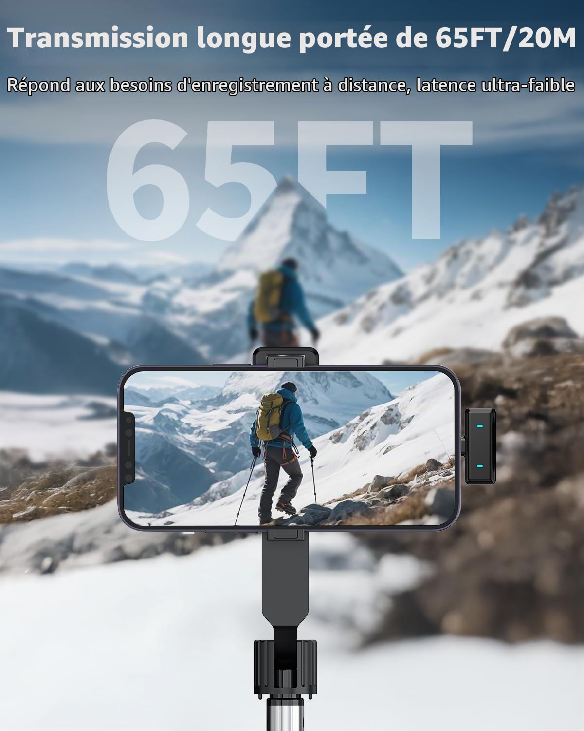 Micro Cravate sans Fil pour iPhone/Telephone Android,Microphone à revers USB C sur Réduction du Bruit pour enregistrement vidéo，Vlogging，TikTok，YouTube