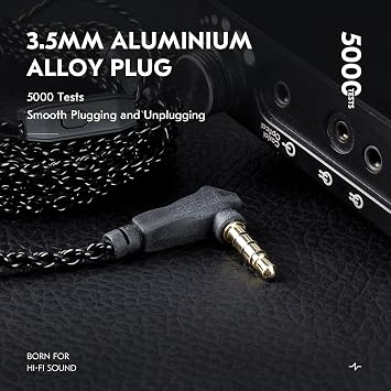 CCZ 1.5M 2ピン IEMケーブル、長さ1.5メートルのイヤホンコード 銀メッキヘッドホン延長ケーブル付き KZ ZS10 PRO/Castor用3.5mm マイクなし、ブラック、QDC