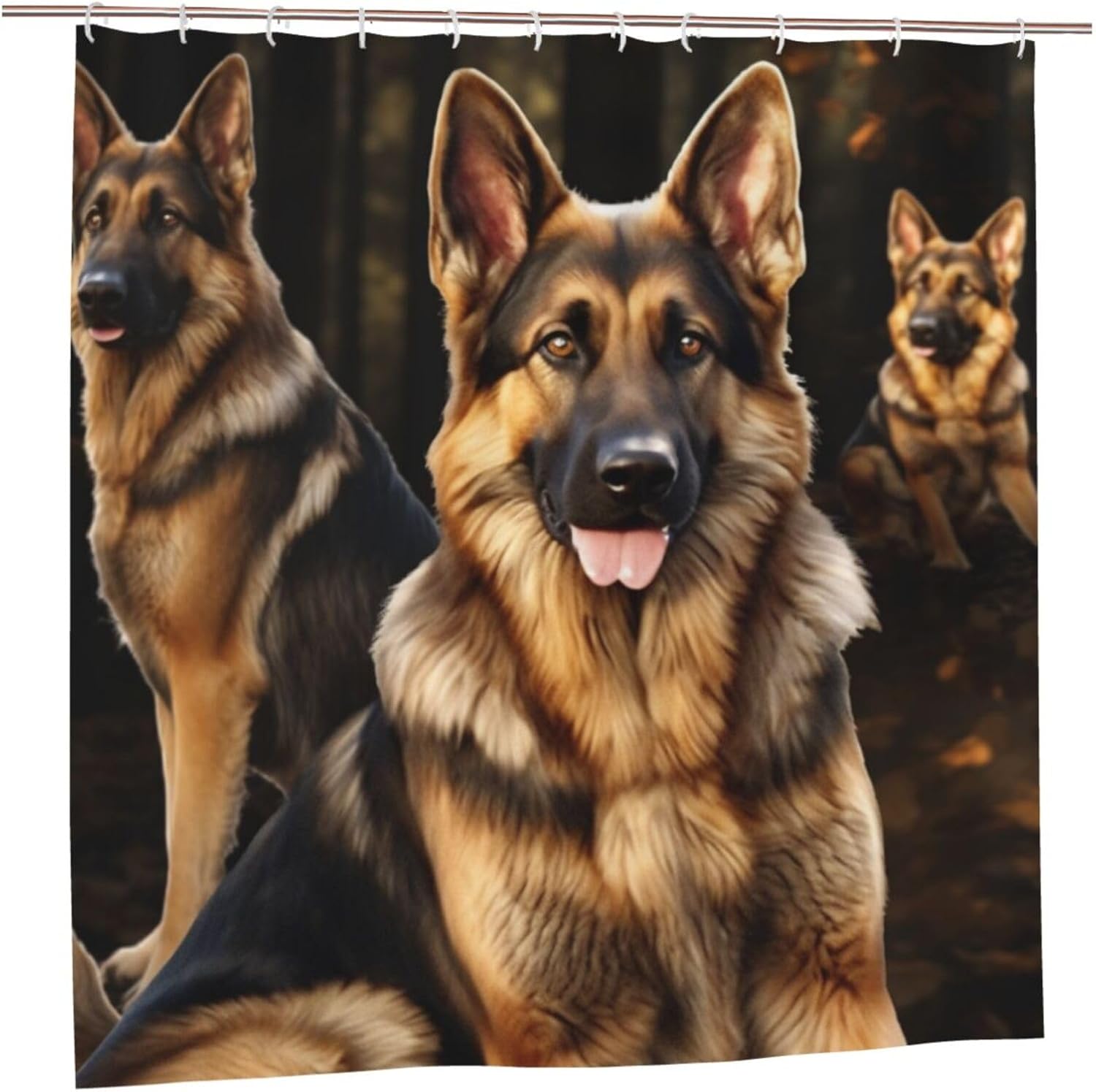 German Shepherd Shower Curtains for Bathroom Decor Accessories Heavy Duty Thick Bathtub Curtain Waterproof Fabric Bath Curtain Set with 12 Hooks Bathroom Curtain 72"x72"