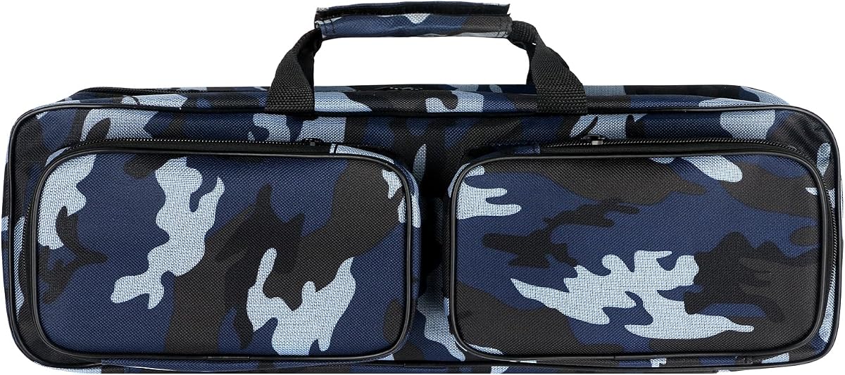 Fishing Tackle Carrier Bag with 2 Front Storage Pockets for Telescopic Rod | 17-inch Large Capacity Travel Fishing Carry Case Organizer Handbag for Collapsible Pole Tool Accessory