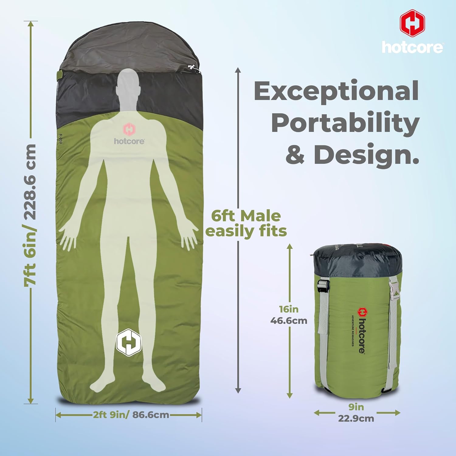 R Series Sleeping Bag, Lightweight Compact, 90" x 34" - Multi Season, Temperature Rating of 44°F to -22°F (7°C to -30°C) Between 3 Models