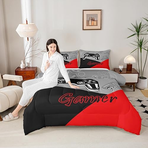 Miniatura 5 de Feelyou Juego de edredón de videojuegos para niños y adolescentes, juego de ropa de cama de videojuegos para decoración del hogar para niños,