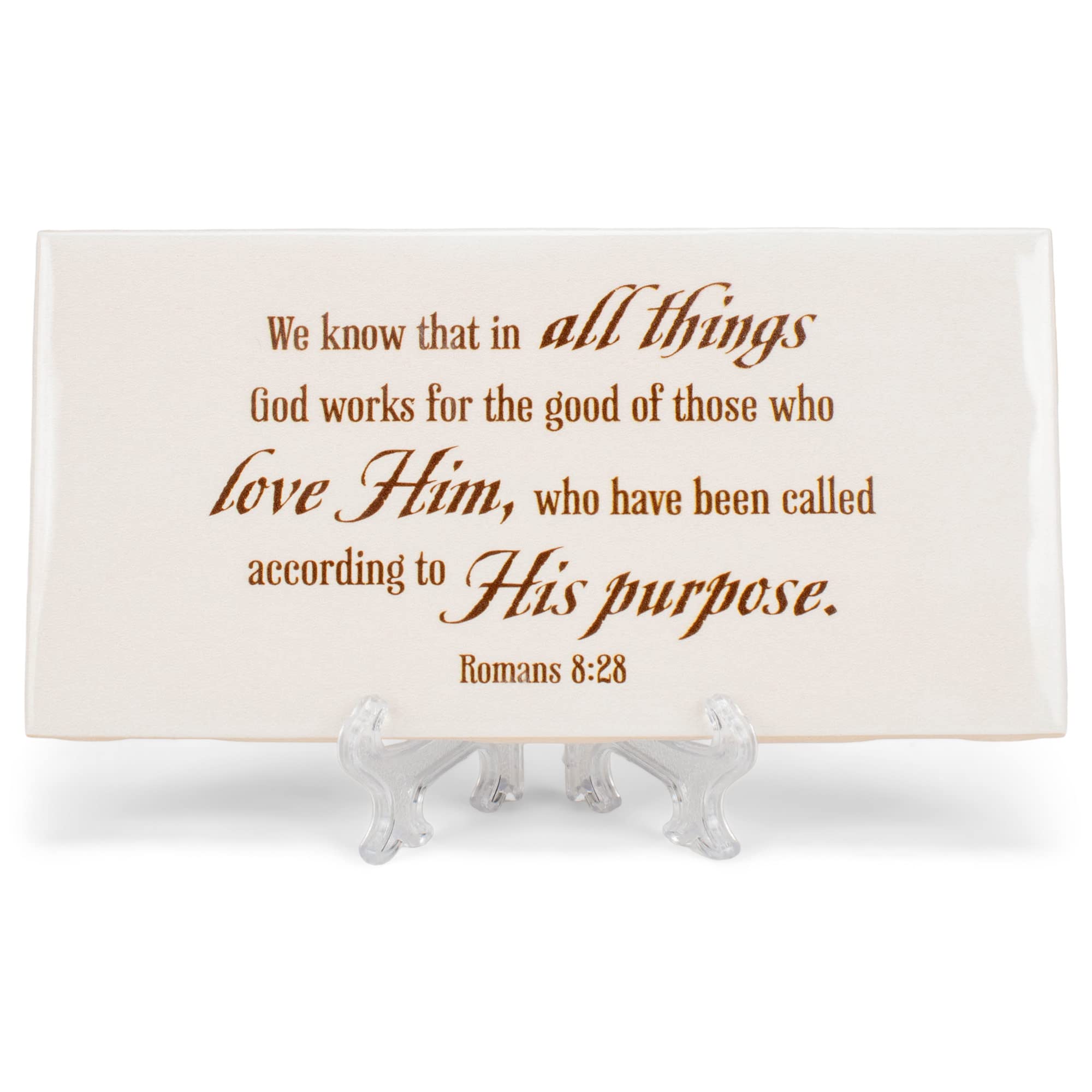 Photo 1 of All Things Work Together Ivory 6 Inch Ceramic Tabletop Easel or Wall Hanging Tile Sign