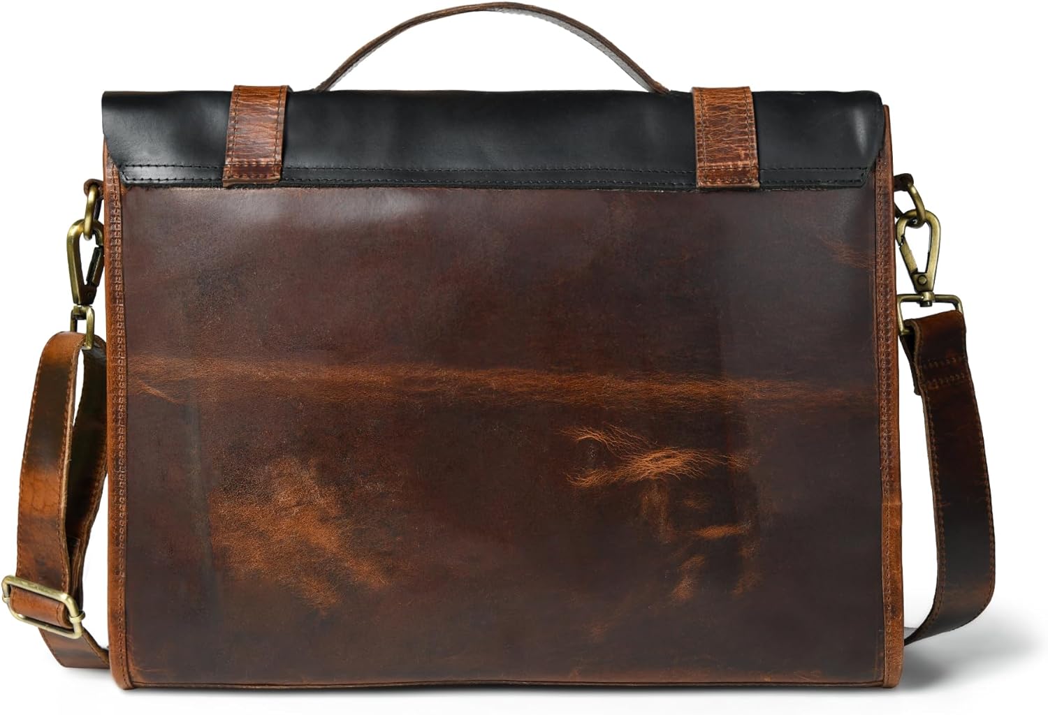Leather Laptop Messenger Bag for Men & Women 15 Inch Full Grain Cowhide Hardwax Leather Cotton Lining
