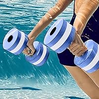 Vista 2 de Juego de 2 mancuernas aeróbicas de agua para piscina, para ejercicio, mancuernas de espuma EVA de alta densidad, para terapia acuática, fitness
