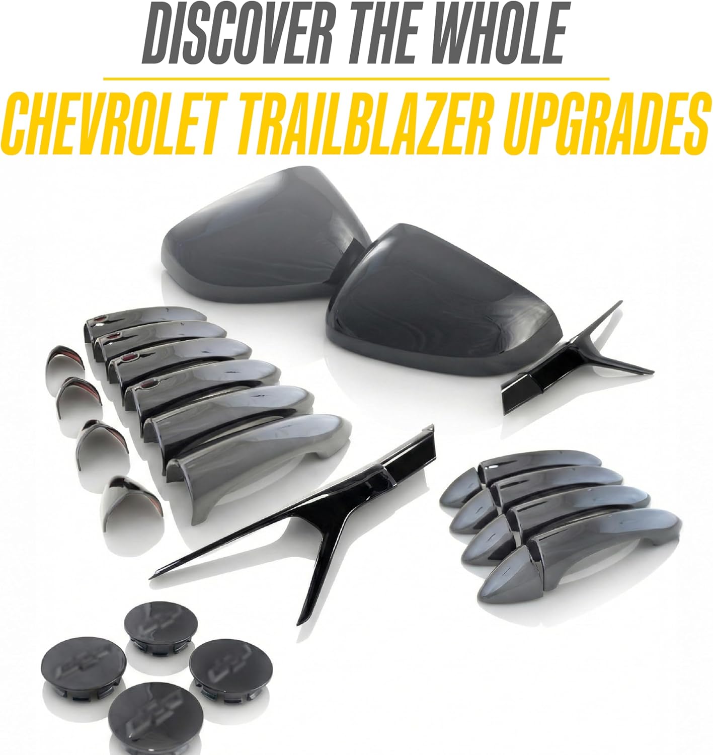 Trim Illusion Gloss Black Center Cap | Chevrolet Traverse 13-21, Colorado 15-21, Blazer 19-21 | 4 Piece Officially Licensed Wheel Caps | CCAP6808BLK