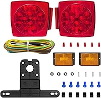 fouwick LED Trailer Light Kit 12V IP67 Waterproof Submersible Tail Lights License Plate for Boats Trucks RVs Under 80" DOT Compliant