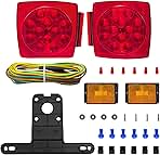 LED Red Tail Trailer Light kit, Wiring Harness,12V,Waterproof,Submersible,Side Marker Stop Brake Turn Signal Reverse For Bus Lorry Camper Boat Truck RV Pickup Golf Cart Motorcycle(Light kit)